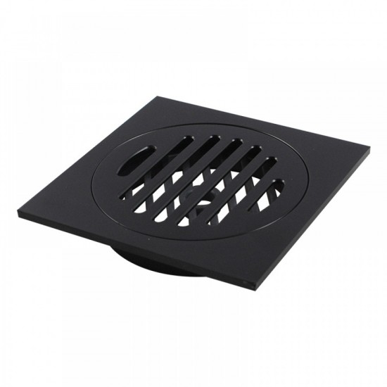 100x100mm Square Black Brass Floor Waste Shower Grate Drain Outlet 80mm